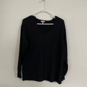 Ella Moss Black Long Sleeve Sweater V Neck